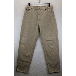 VTG 90s Levi's 550 Made in USA Orange Tab Relaxed Sandstone Tan Jeans 36x30